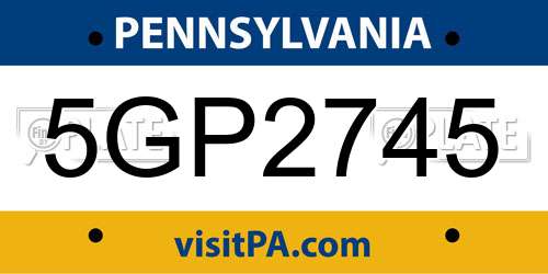 5GP2745 Pennsylvania License Plate