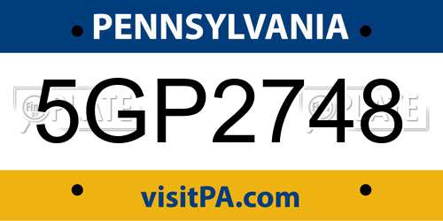 5GP2748 Pennsylvania License Plate