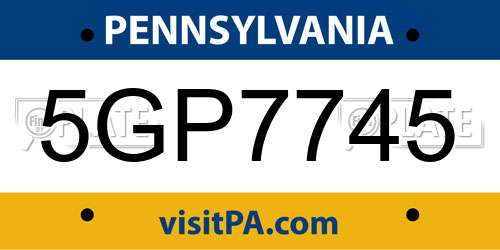 5GP7745 Pennsylvania License Plate