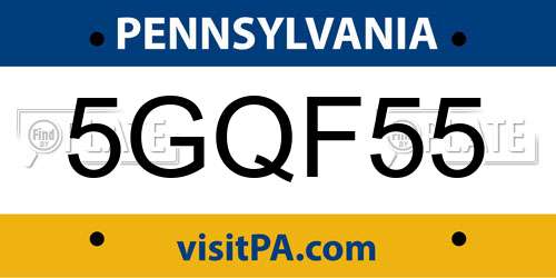 5GQF55 Pennsylvania License Plate