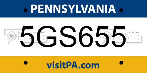 5GS655 Pennsylvania License Plate