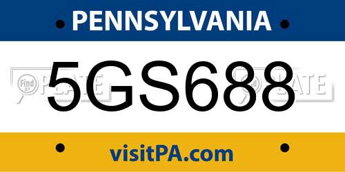 5GS688 Pennsylvania License Plate