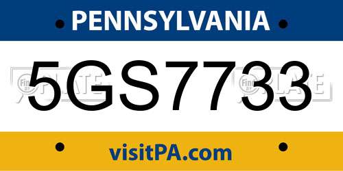 5GS7733 Pennsylvania License Plate