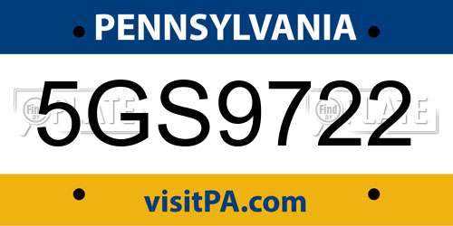 5GS9722 Pennsylvania License Plate