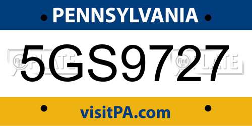 5GS9727 Pennsylvania License Plate