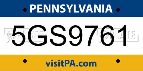 5GS9761 Pennsylvania License Plate