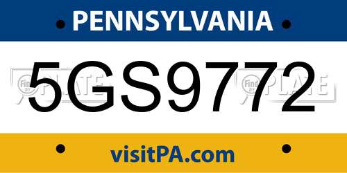 5GS9772 Pennsylvania License Plate