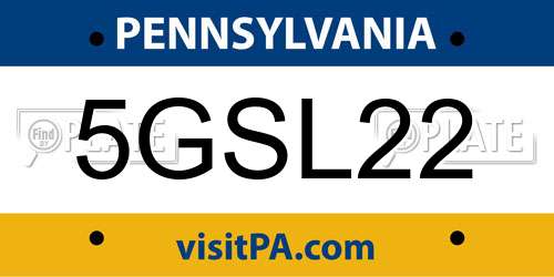 5GSL22 Pennsylvania License Plate