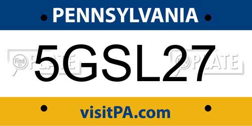 5GSL27 Pennsylvania License Plate