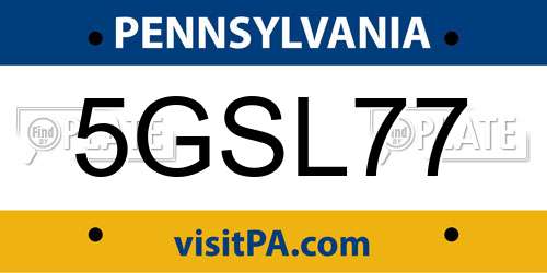 5GSL77 Pennsylvania License Plate