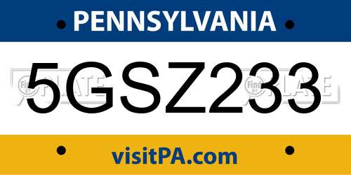 5GSZ233 Pennsylvania License Plate
