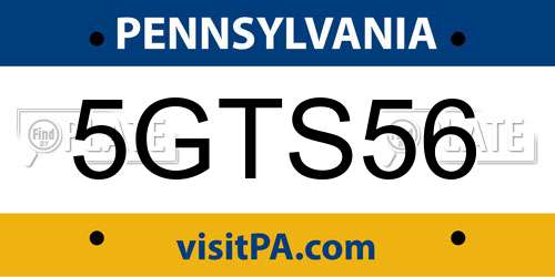 5GTS56 Pennsylvania License Plate