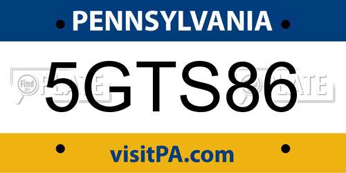 5GTS86 Pennsylvania License Plate