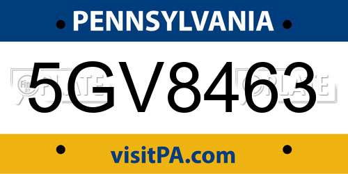 5GV8463 Pennsylvania License Plate