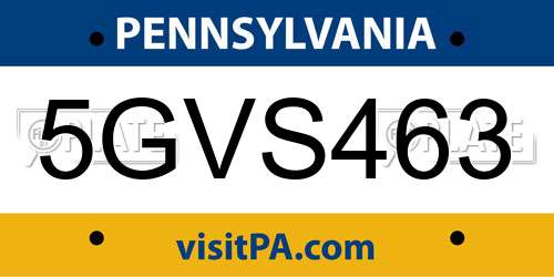 5GVS463 Pennsylvania License Plate