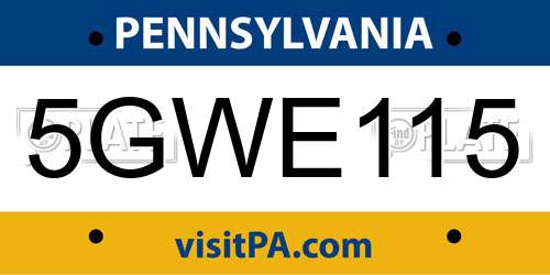 5GWE115 Pennsylvania License Plate