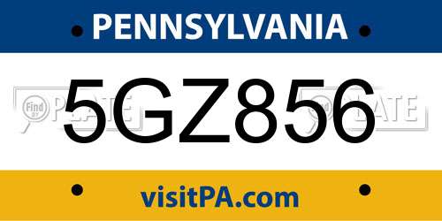 5GZ856 Pennsylvania License Plate