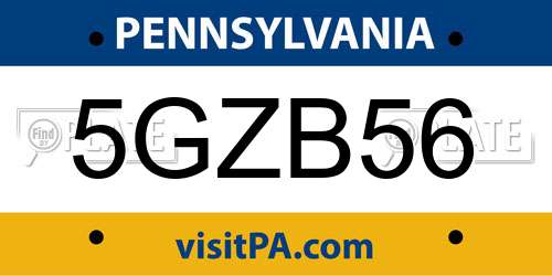 5GZB56 Pennsylvania License Plate