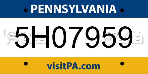 5H07959 Pennsylvania License Plate