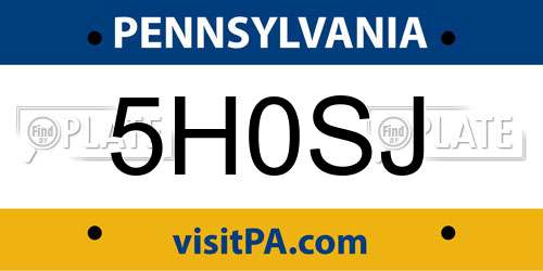 5H0SJ Pennsylvania License Plate