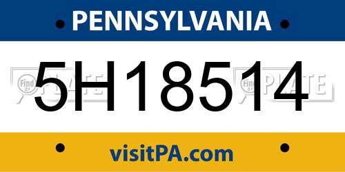 5H18514 Pennsylvania License Plate