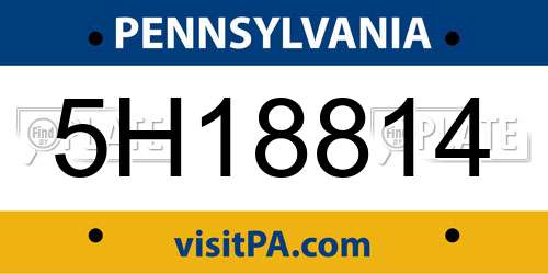 5H18814 Pennsylvania License Plate