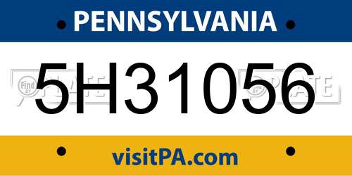 5H31056 Pennsylvania License Plate