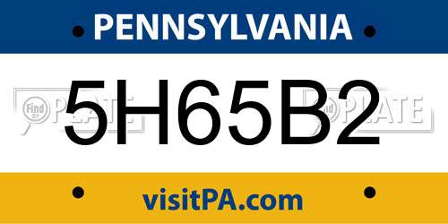 5H65B2 Pennsylvania License Plate