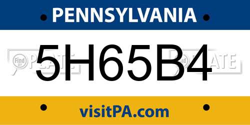 5H65B4 Pennsylvania License Plate