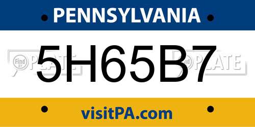 5H65B7 Pennsylvania License Plate