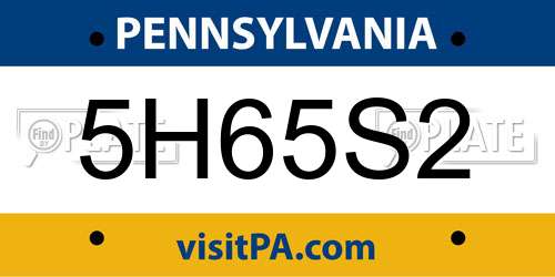 5H65S2 Pennsylvania License Plate