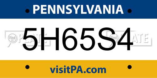 5H65S4 Pennsylvania License Plate