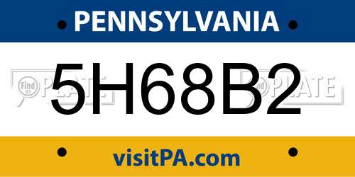 5H68B2 Pennsylvania License Plate