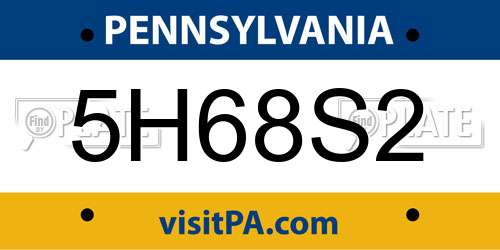 5H68S2 Pennsylvania License Plate