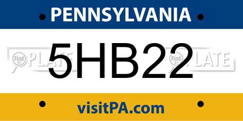 5HB22 Pennsylvania License Plate
