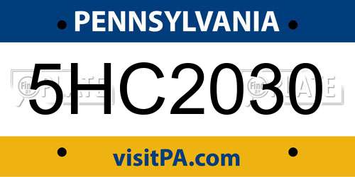 5HC2030 Pennsylvania License Plate