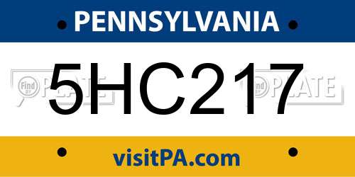 5HC217 Pennsylvania License Plate