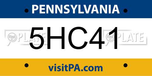 5HC41 Pennsylvania License Plate