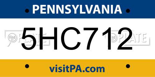 5HC712 Pennsylvania License Plate