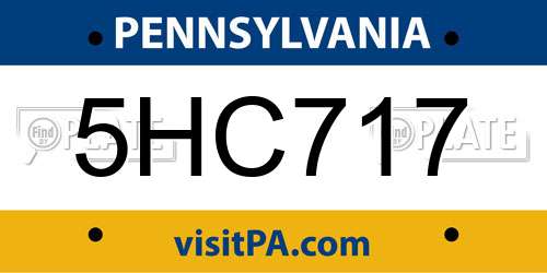 5HC717 Pennsylvania License Plate