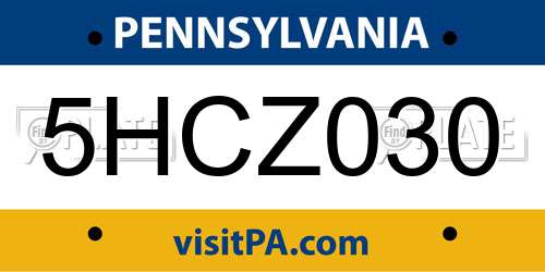 5HCZ030 Pennsylvania License Plate