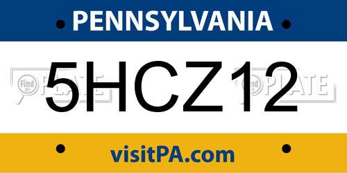 5HCZ12 Pennsylvania License Plate