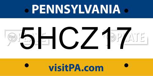 5HCZ17 Pennsylvania License Plate