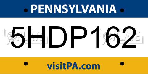 5HDP162 Pennsylvania License Plate