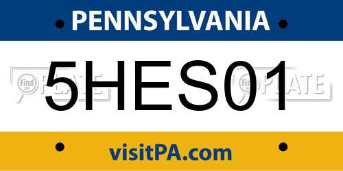 5HES01 Pennsylvania License Plate