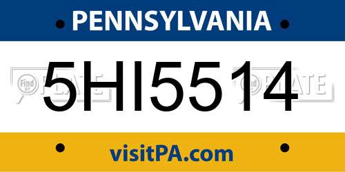 5HI5514 Pennsylvania License Plate