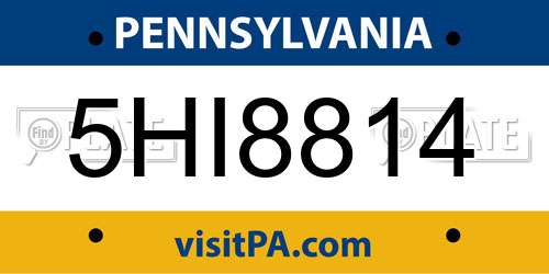 5HI8814 Pennsylvania License Plate