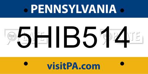 5HIB514 Pennsylvania License Plate