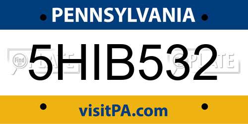 5HIB532 Pennsylvania License Plate