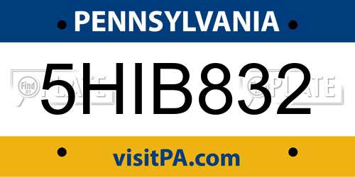 5HIB832 Pennsylvania License Plate